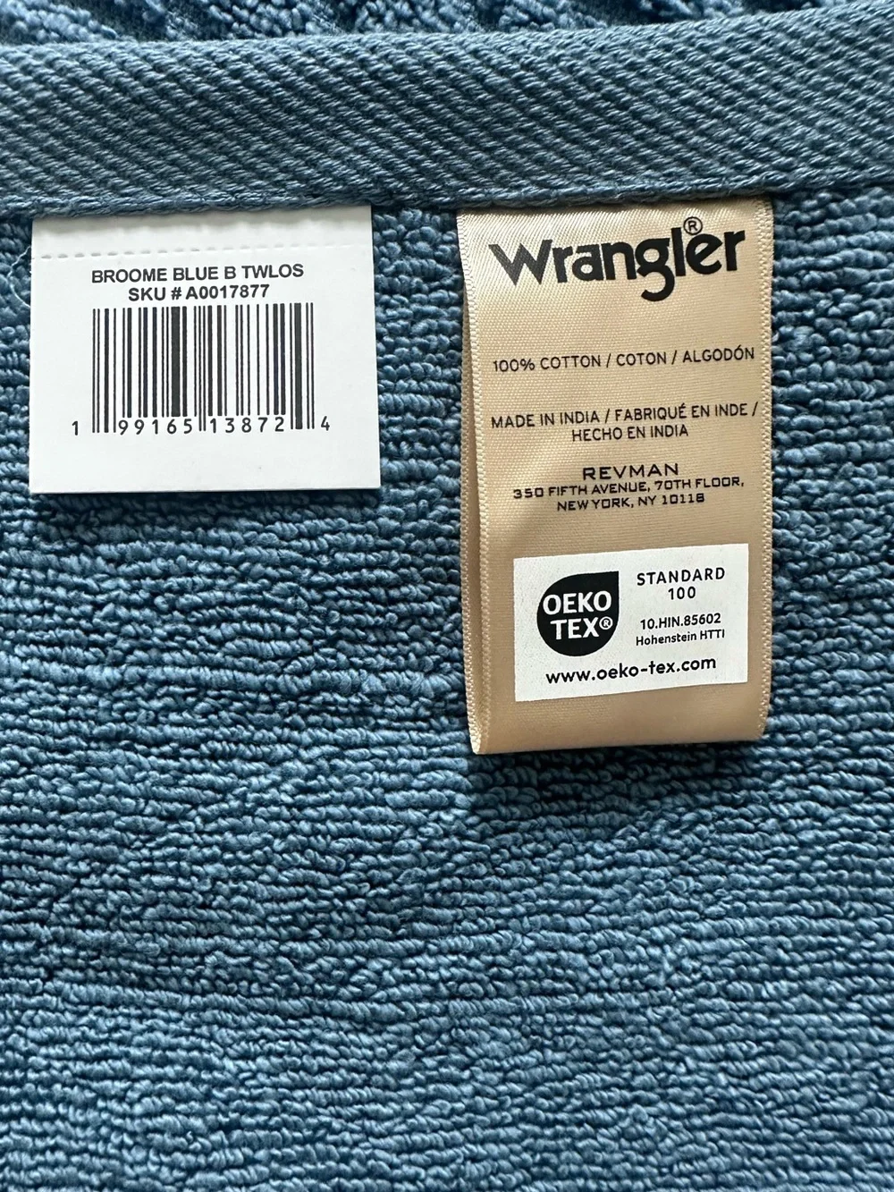 Wrangler 8 Pc Bath Towel Set NWT Blue Textured 2 Bath 4 Wash 2 Fingertip